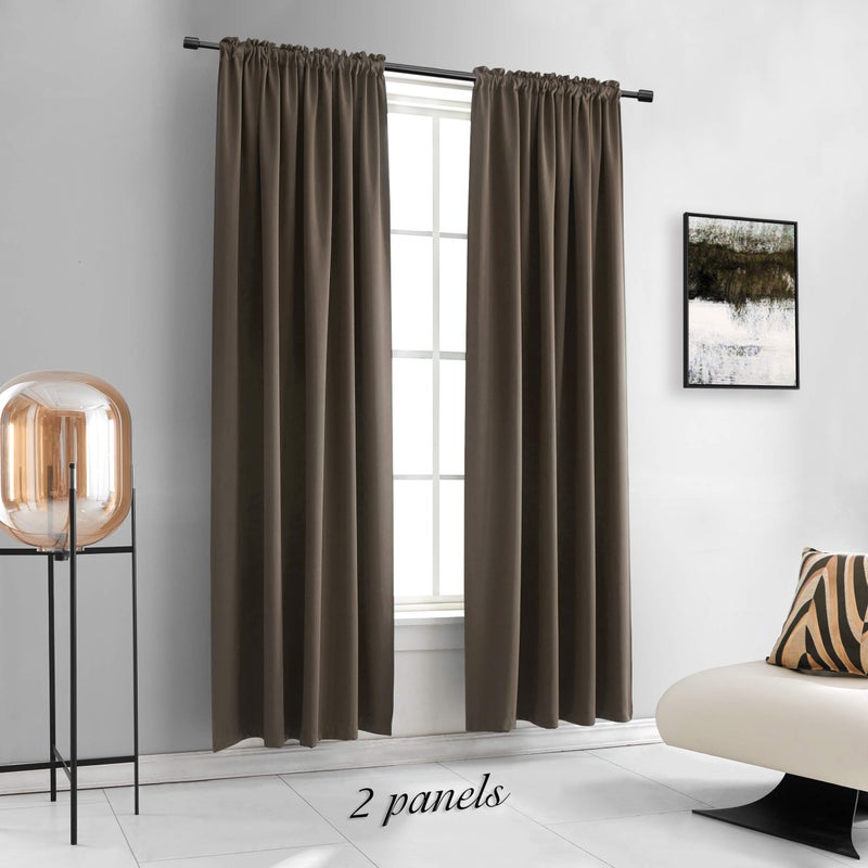 DONREN 2 Panels 84 inch Length Chocolate Brown Blackout Curtain Panels for Bedroom - Rod Pocket Room Darkening Thermal Insulated Drapes Curtains for Living Room (42 x 84 Inches Long) - Image 2